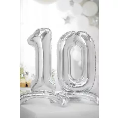   Álló szám fólia lufi ''0'' 70cm ezüst