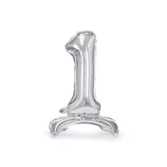   Álló szám fólia lufi ''1'' 70cm ezüst