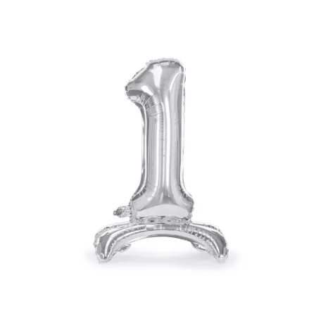 Álló szám fólia lufi ''1'' 70cm ezüst