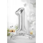 Álló szám fólia lufi ''1'' 70cm ezüst