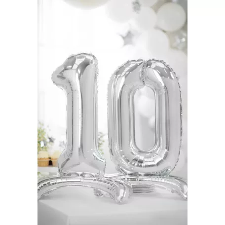 Álló szám fólia lufi ''1'' 70cm ezüst