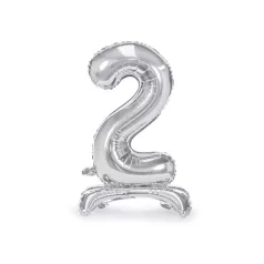   Álló szám fólia lufi ''2'' 70cm ezüst