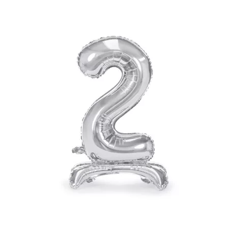 Álló szám fólia lufi ''2'' 70cm ezüst