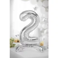   Álló szám fólia lufi ''2'' 70cm ezüst
