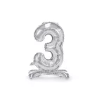 Álló szám fólia lufi ''3'' 70cm ezüst