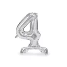 Álló szám fólia lufi ''4'' 70cm ezüst