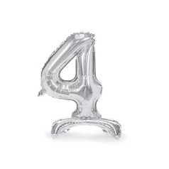  Álló szám fólia lufi ''4'' 70cm ezüst