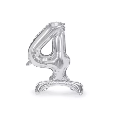 Álló szám fólia lufi ''4'' 70cm ezüst