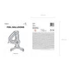 Álló szám fólia lufi ''4'' 70cm ezüst