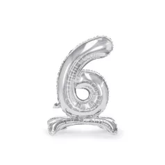   Álló szám fólia lufi ''6'' 70cm ezüst