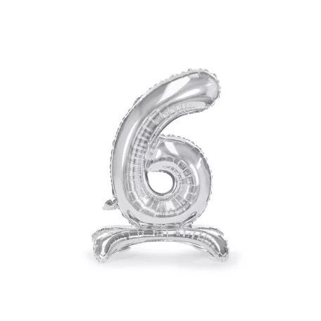 Álló szám fólia lufi ''6'' 70cm ezüst