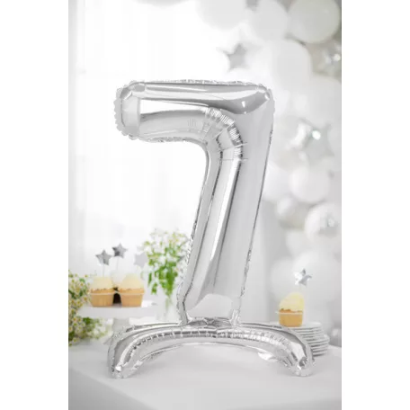 Álló szám fólia lufi ''7'' 70cm ezüst
