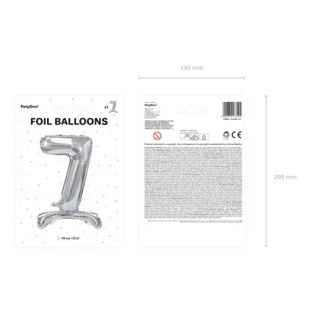 Álló szám fólia lufi ''7'' 70cm ezüst