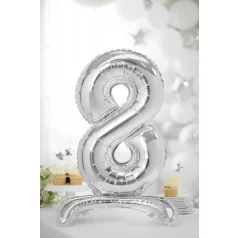   Álló szám fólia lufi ''8'' 70cm ezüst
