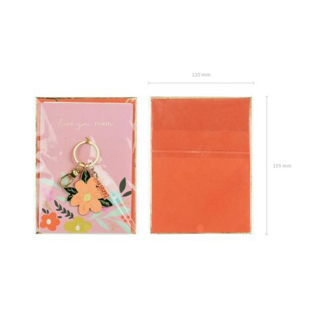 Üdvözlőlap kulcstartóval „Love You Mom”