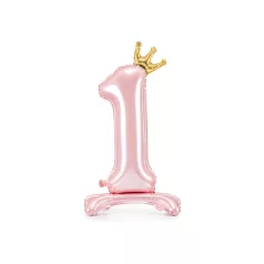   Álló szám fólia lufi ''1''  84cm rózsaszín