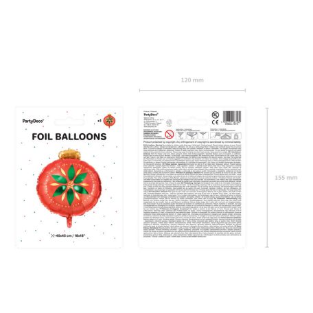 Karácsonyi dísz fólia lufi 45x45cm