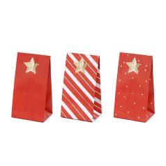   Adventi kalendárium  papírtasakok (üres) – piros és arany, DIY készlet (24 db)