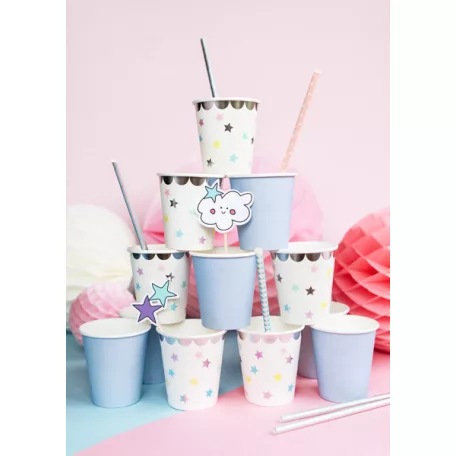Unikornis party papírpohár csillagok 180 ml (6 db)