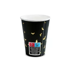 Halloween papírpohár fekete arany denevérekkel (6 db)
