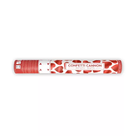 Konfetti ágyú piros szívekkel 40 cm