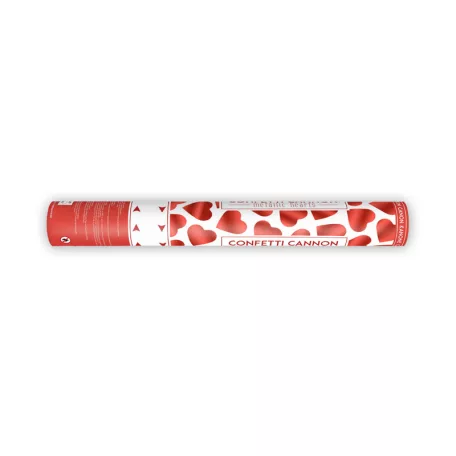 Konfetti ágyú piros szívekkel 40 cm