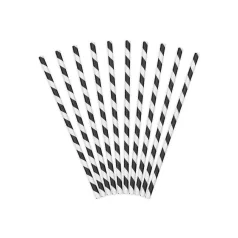 Papír szívószál fekete - fehér (10 db)