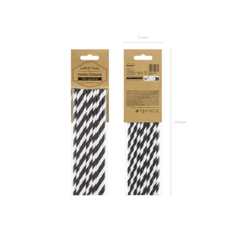 Papír szívószál fekete - fehér (10 db)