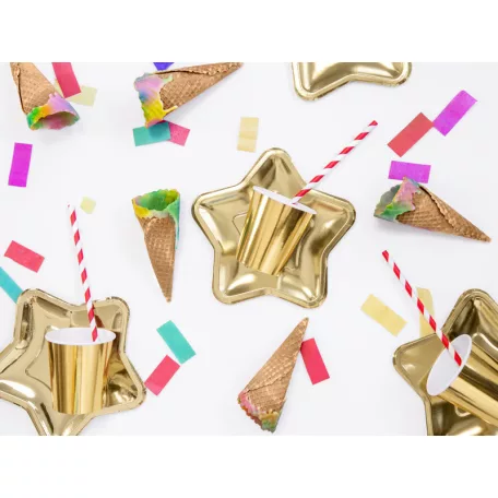 Papír szívószál piros - fehér 19.5cm (10 db)