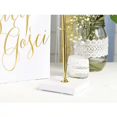 Tolltartó esküvőhöz – Gyöngyházfehér, arany tollal