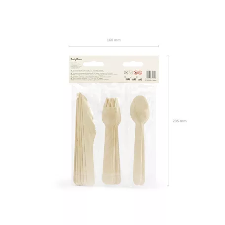 Fa evőeszköz készlet - vegyes színek (18 db)