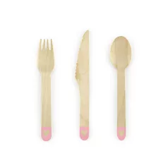  Fa evőeszközkészlet Szív mintával világos rózsaszín (18 db)