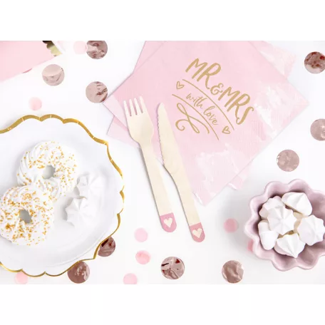 Fa evőeszközkészlet Szív mintával világos rózsaszín (18 db)