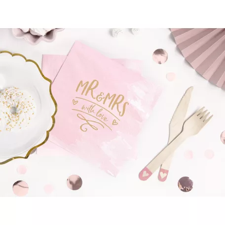 Fa evőeszközkészlet Szív mintával világos rózsaszín (18 db)