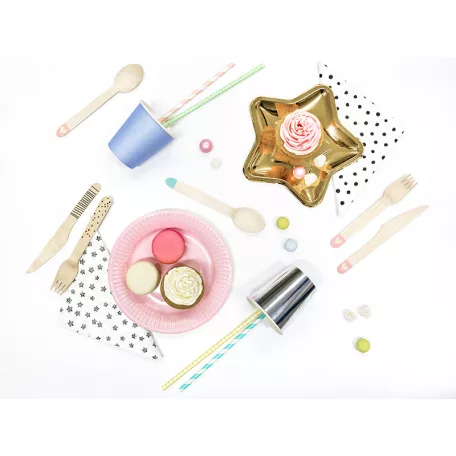 Fa evőeszközkészlet Szív mintával világos rózsaszín (18 db)