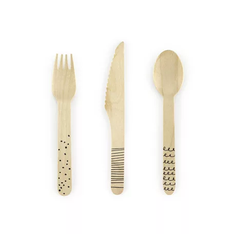 Fából készült evőeszköz fekete (18 db)