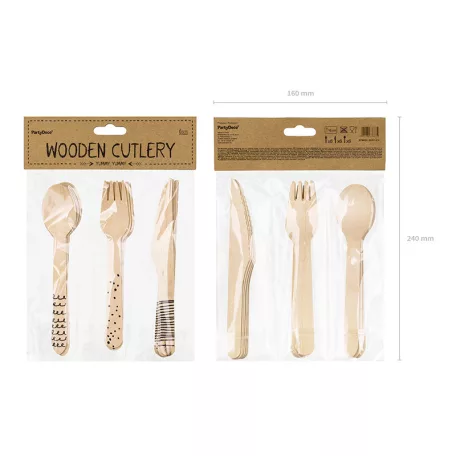 Fából készült evőeszköz fekete (18 db)