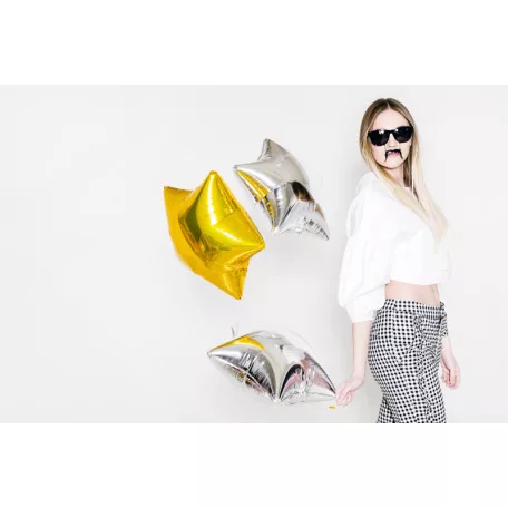 Csillag forma fólia lufi 48 cm ezüst