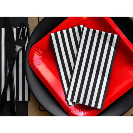 Szalvéta fekete fehér csíkos (20 db)