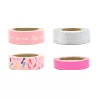 Dekorációs ragasztószalag - rózsaszín / ezüst (4 db)