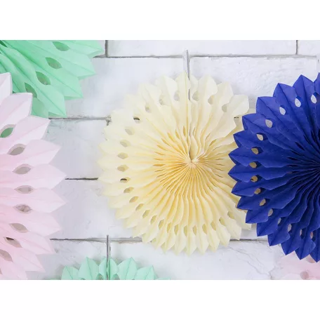 Rozetta papír dekoráció világos krémszín 20-30cm (3 db)