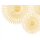 Rozetta papír dekoráció világos krémszín 20-30cm (3 db)