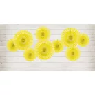 Rozetta papír dekoráció sárga 20-30cm (3 db)