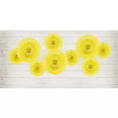 Rozetta papír dekoráció sárga 20-30cm (3 db)