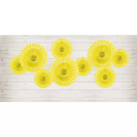 Rozetta papír dekoráció sárga 20-30cm (3 db)