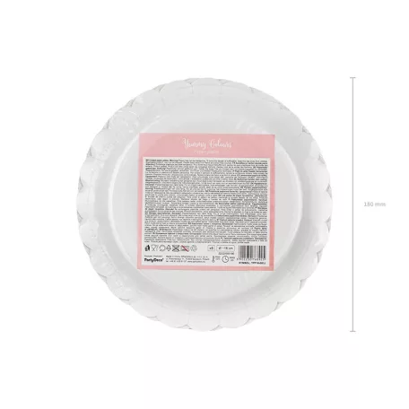 Papírtányérok, világos rózsaszín 18 cm (6 db)