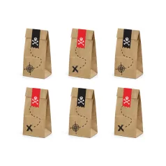 Ajándéktasak - Kalóz party, kraft papír (6 db)