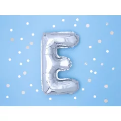 "E" betű fólia lufi 35cm ezüst