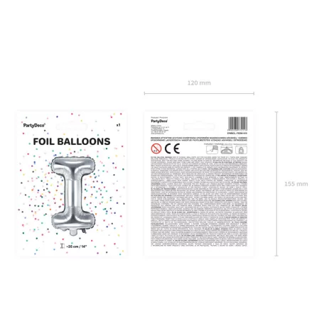 "I" betű fólia lufi 35cm ezüst