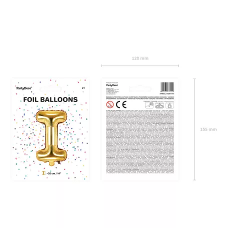 "I" betű fólia lufi 35cm arany